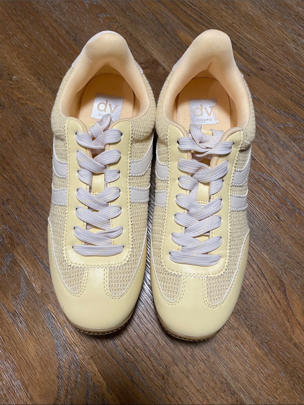 DV by Dolce Vita Pale Yellow & White Low-Top Lace-Up Sneakers